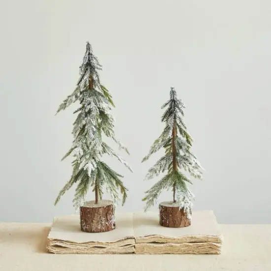 Hello Honey Snow Finish Faux Fir Tree with Wood Base {3}