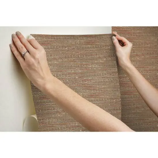 RoomMates Tabby Peel & Stick Wallpaper Red and Taupe {10}