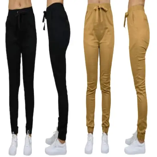 Galaxy By Harvic Loose Fit Stretch Twill Women's Joggers 2 Pack Black/Timber {1}