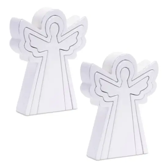 8" White Wood Angel Nesting Display Set {1}