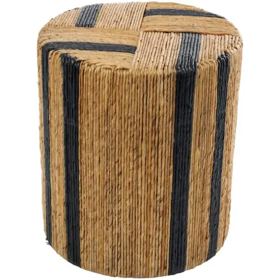 Brown Banana Leaf Handmade Linear Wrapped Accent Table with Navy Stripes {1}