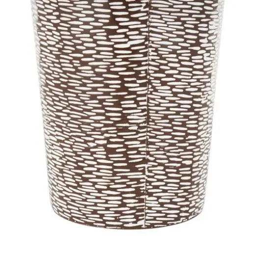 White & Brown Spotted Tapered Floor Metal Vase Set {6}
