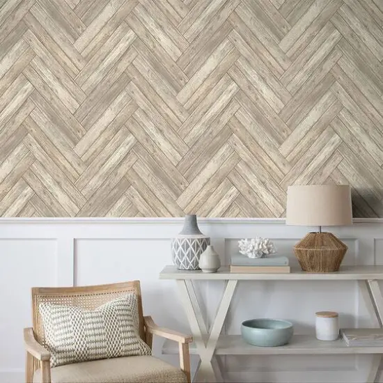 Surface Style Herringbone Wood Peel & Stick Wallpaper Birch {4}