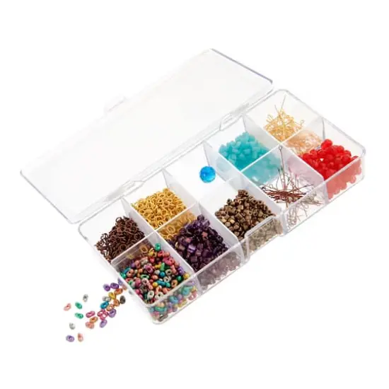 John Bead 7" Clear 10 Compartment Plastic Rectangle Box {3}