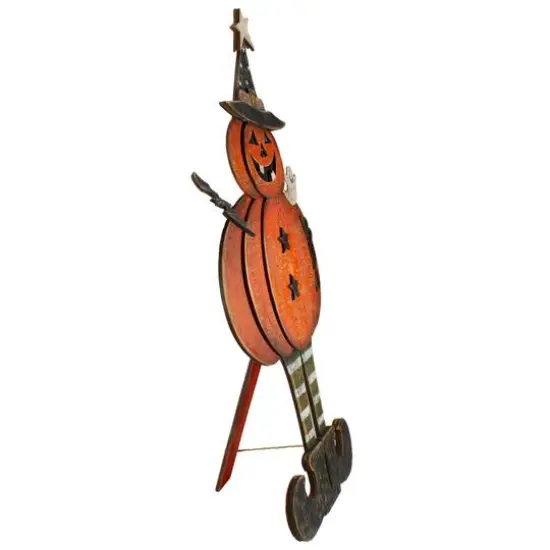 28" Lighted Standing Pumpkin with a Ghost & Bat Halloween Tabletop D&eacute;cor {3}