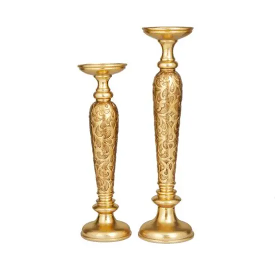 Gold Traditional Candle Holder Set {7}