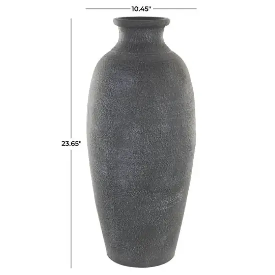 Whitewashed Black Textured Decorative Ceramic Vase {5}
