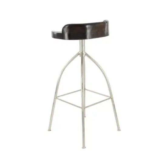 Brown Iron and Wood Contemporary Bar Stool, 33" x 16" x 12" {4}