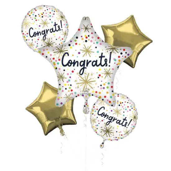 Confetti Sprinkle Congrats 5-Piece Foil Balloon Bouquet {1}