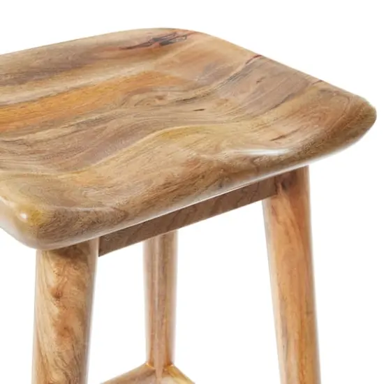 Brown Wood Contemporary Stool, 30" x 17" x 14" {5}
