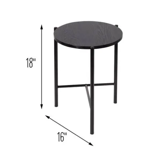 Honey Can Do 18" Black Round Side Table with T-Pattern Base {8}