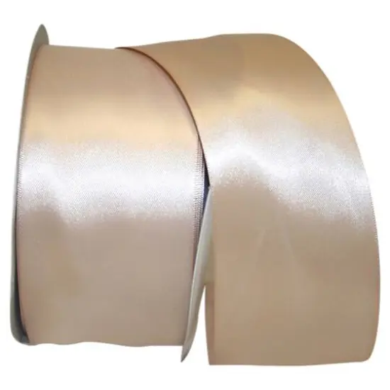 JAM Paper 2.5'' x 50yd. Double Face Satin Ribbon Tan {1}