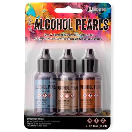 Ranger Tim Holtz&reg; Alcohol Pearl Ink Kit Mineral/Celestial/Smoulder {6}