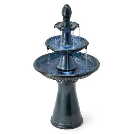 Glitzhome&reg; 45" 3-Tier Ceramic Outdoor Fountain Turquoise {7}
