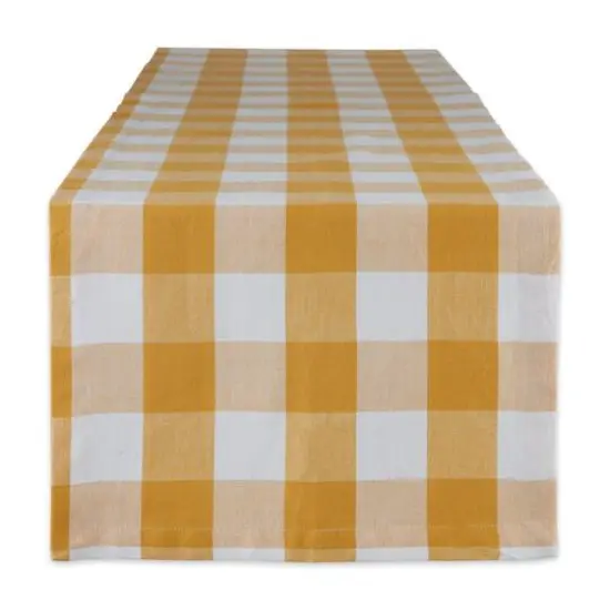 DII&reg; 108" Buffalo Check Table Runner Honey Gold/White {1}