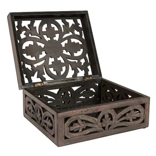 Hello Honey&reg; Espresso Carved Reclaimed & Mango Wood Nesting Boxes Set {5}