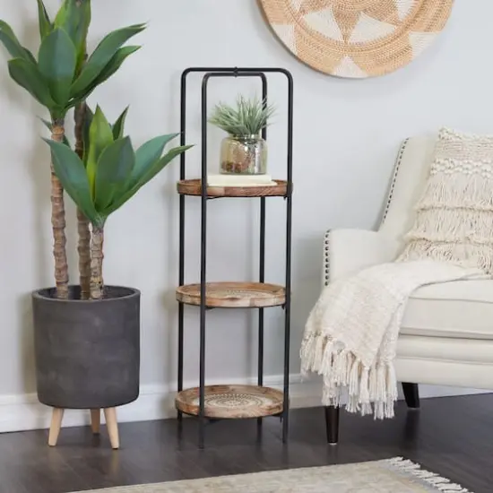 Brown Wood Traditional Shelving Unit 43" x 15" x 15" {8}