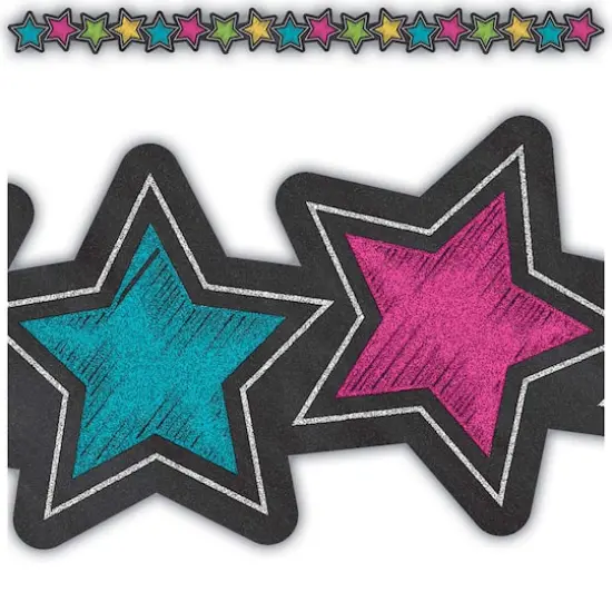 Teacher Created Resources Chalkboard Brights Die-Cut Stars Border Trim, 210ft. {3}
