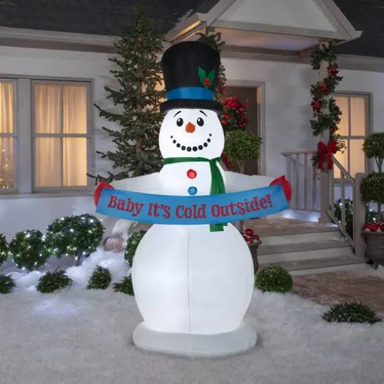8ft. Airblown&reg; Inflatable Christmas Snowman with Banner {3}