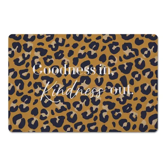 Goodness In Kindness Out Leopard Floor Mat Gold {1}