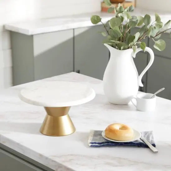 Gold Marble Contemporary Cake Stand, 7" x 12" x 12" {8}