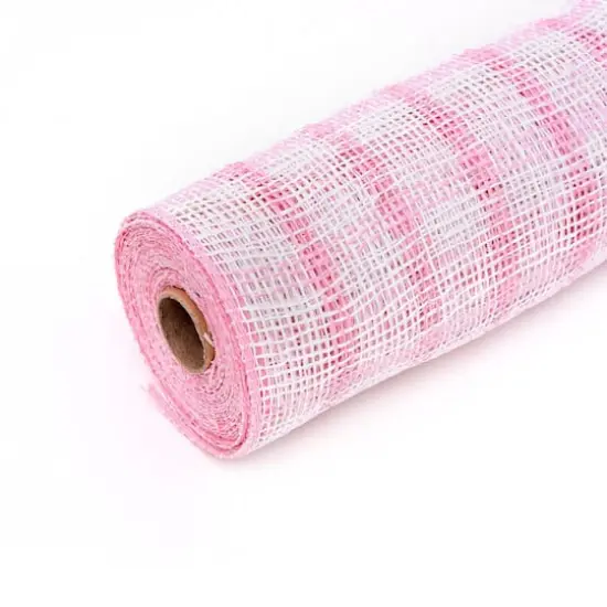 10" x 19ft. Pink & White Window Poly Burlap Mesh by Celebrate It&trade; {4}