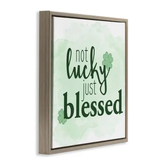 Stupell Industries Just Blessed Green Shamrocks Floater Framed Art Brown {4}