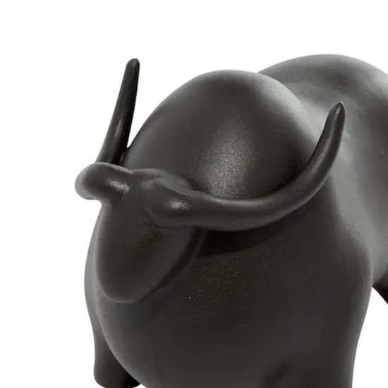 12" Black Contemporary Bull Sculpture {5}