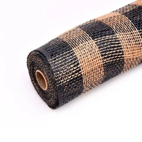 10" x 19ft. Black & Natural Plaid Poly Burlap Mesh by Celebrate It&trade; {4}