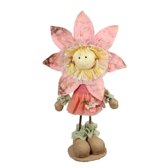 21.5" Pink Spring Sunflower Girl Decorative Figure {1}