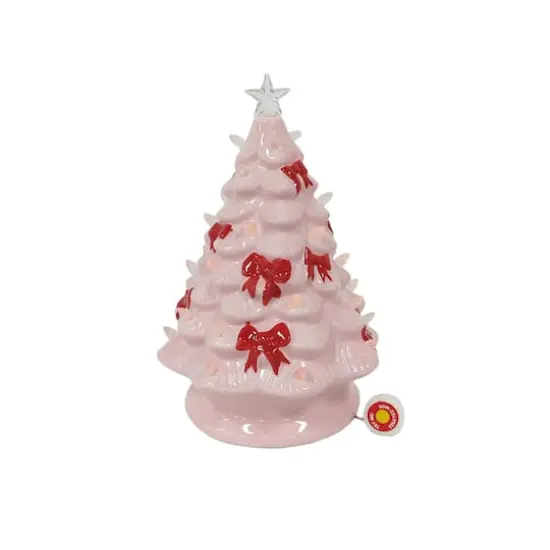 10" Pink Tree with Bows LED Ceramic Tabletop D&eacute;cor by Ashland&reg; {1}