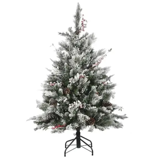 4.5ft. Pre-Lit Snowy Bedford Pine Artificial Christmas Tree, Clear Lights {7}