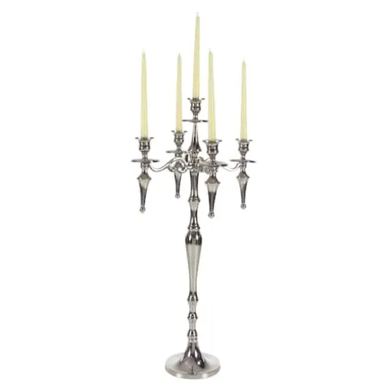 Silver Aluminum Traditional Candlestick Holders, 33x16x16" {1}