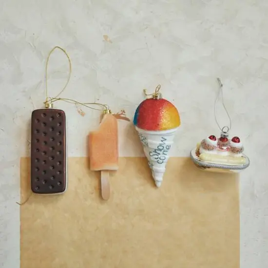 Hello Honey&reg; 5.25" Decorative Glass Snow Cone Ornament with Snowflakes & Glitter {3}