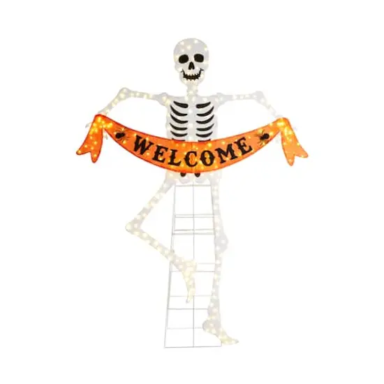 Glitzhome&reg; 86.25"H Lighted Halloween 2.5D Skeleton Outdoor Decor {1}