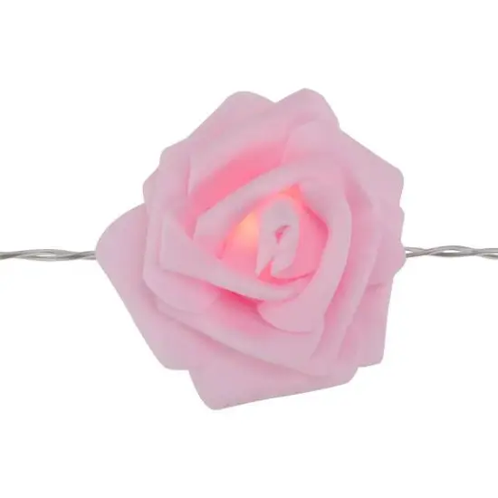 10ct. Pink Rose Flower LED String Lights with Clear Wire {4}