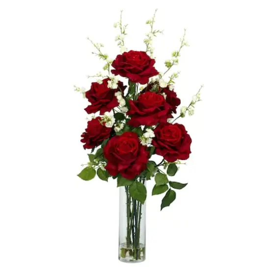 2.5ft. Red Roses & Cherry Blossoms Flower Arrangement {1}