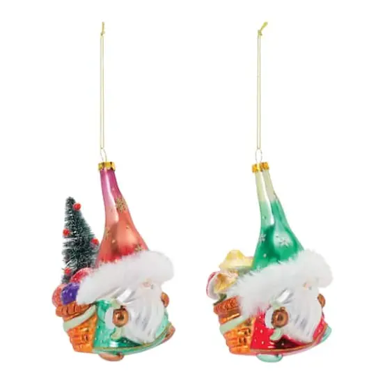 Glass Santa Gnome Ornament Set {3}