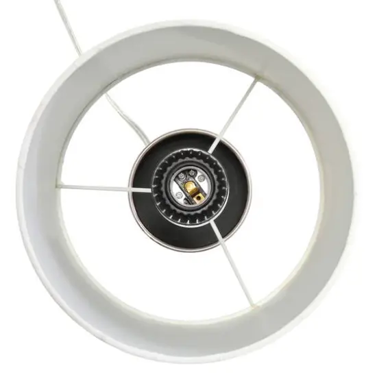 Simple Designs 18.5" Hammered Metal Container Base Table Lamp with USB Charging Port White/Brushed Nickel {13}