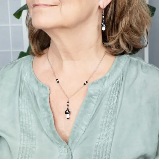 Black & White Glass Mushroom Beads, 17mm by Bead Landing&trade; {5}