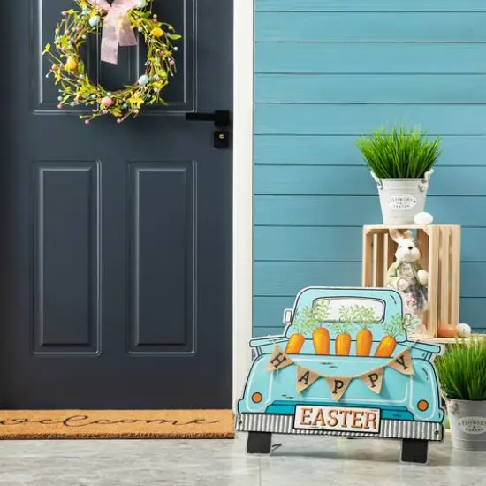 Glitzhome&reg; 26" Easter Metal Truck Yard Stake {3}