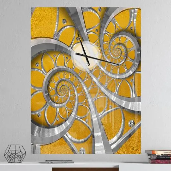 Designart 'Time Spiral In Antique Style Modern Rectangular Wall Clock {3}