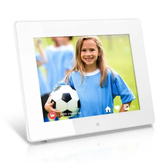 Aluratek White 8" x 7" WiFi Digital Photo Frame with Touchscreen, LCD Display & 16GB Memory {1}