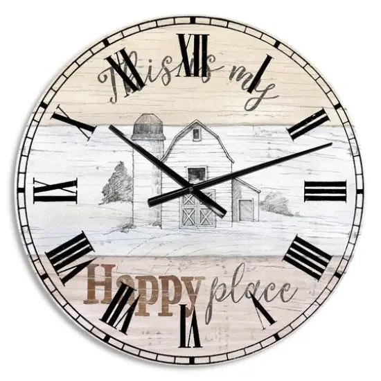 Designart 'Farmhouse Moment Barns Farmhouse Wall Clock {1}