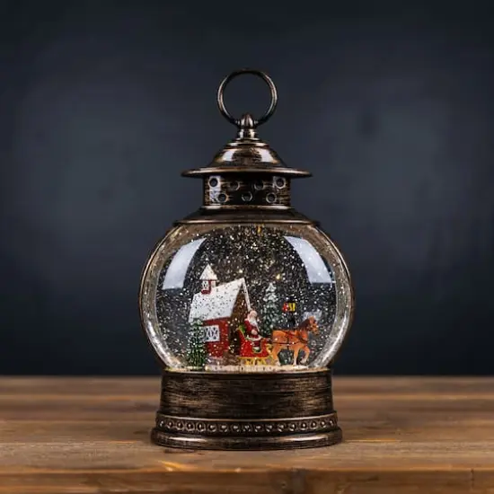 11.5" LED Snow Globe with Santa's Sleigh {3}