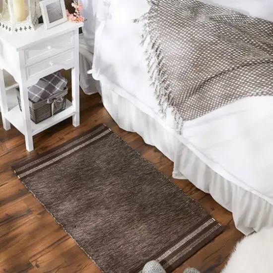 DII&reg; Modern Stripe Variegated Handwoven Recycled Yarn Rug, 2ft. x 3ft. Bark Brown {6}