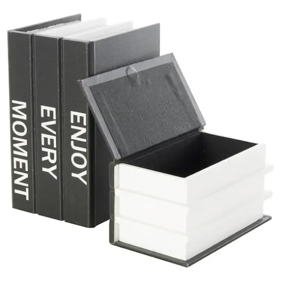 Enjoy Every Moment Canvas Storage Book Box Set Black {5}