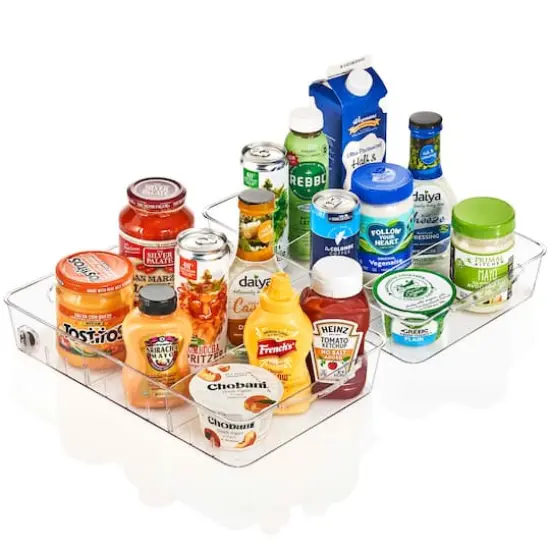 Sorbus Large Clear Organizing Bins on Wheels with Removable Dividers, 2ct. {1}