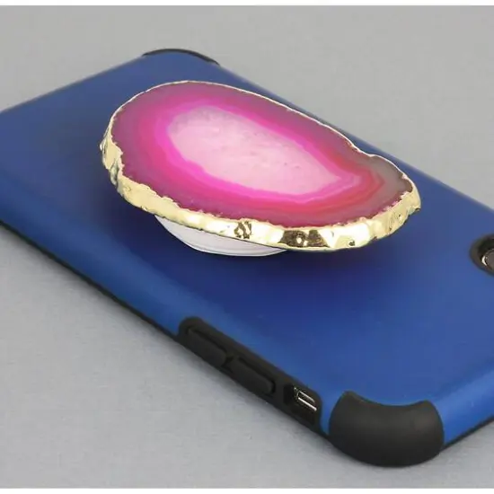 Agate Slice Gold Trim Phone Grip Pink {4}