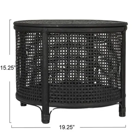 Hello Honey&reg; Round Bamboo & Rattan Accent Table Black {6}